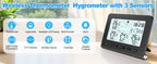 3 Sensors Weather Station with 100m Wireless Transmission Backlight LCD Alarm Clock  for Indoor/Outdoor Temp Humidity Monitor
