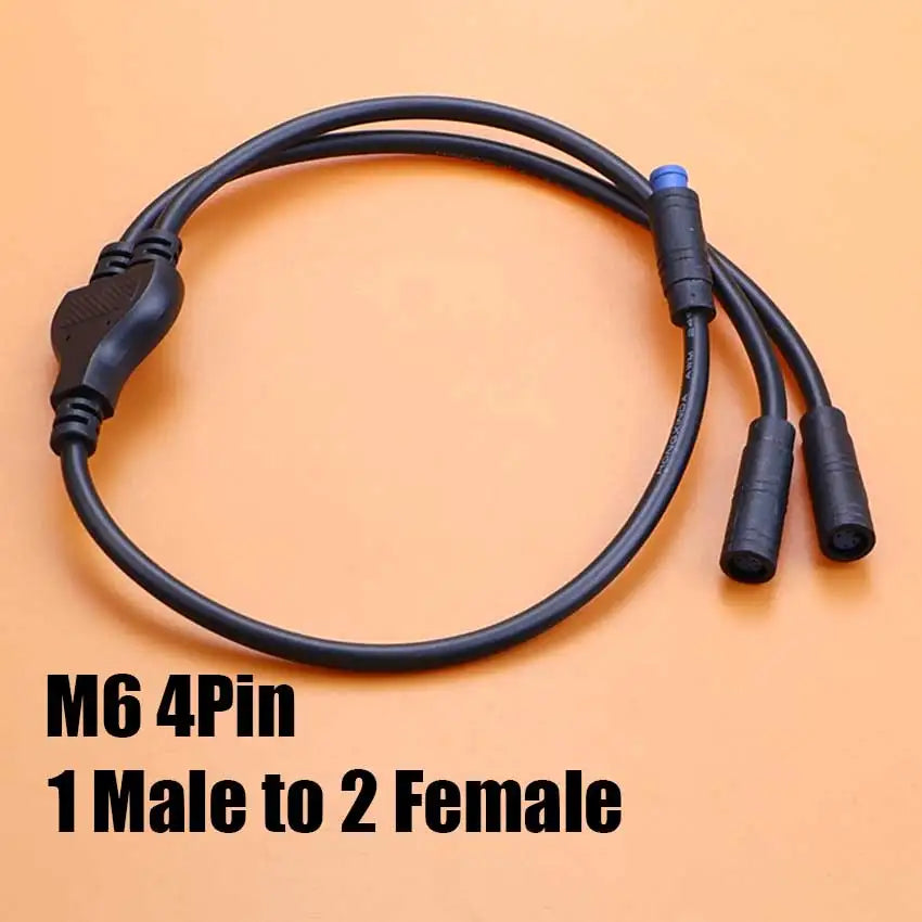 40cm M6 M8 1 Male To 2 Female Splitter Connector 2/3/4/5/6 Pin Waterproof Electric Butt Cable Plug Cord For E-Bike Signal Sensor