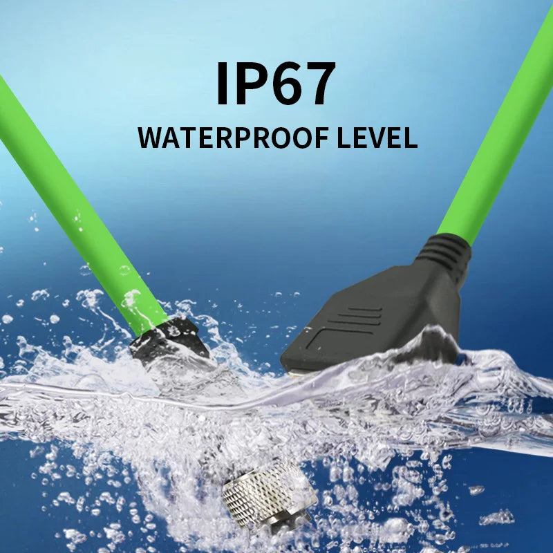 M12 to RJ45 Female Head Gigabit Ethernet Extension Cable 4Pin D-type 8Pin X-type Male A-code Waterproof Connector 1-30M IP67