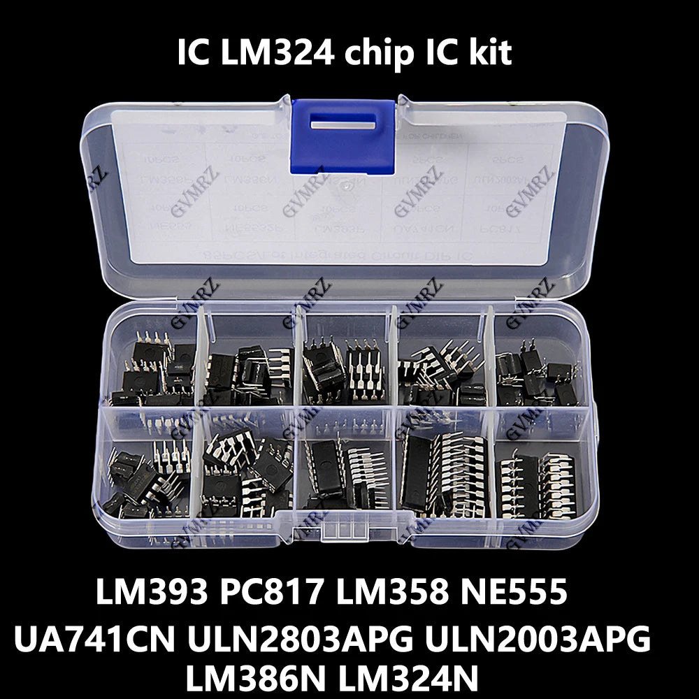 10Values 85PCS IC LM393P UA741CN Chip IC Kit DIP Direct Insertion Single Precision Timer LM358 NE555 LM358P NE5532P PC817