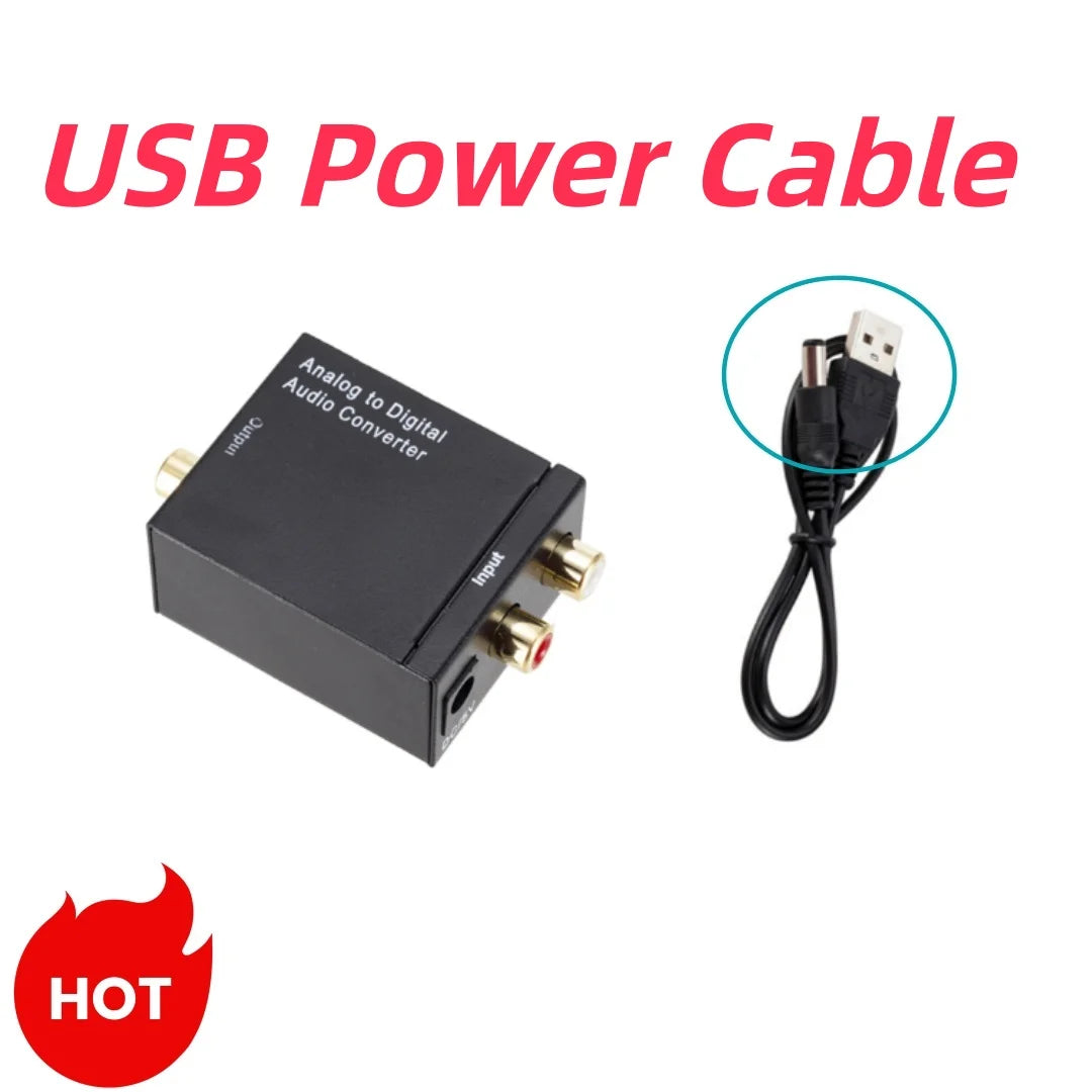 RCA to Fiber Toslink Audio Adapter ADC Analog-to-Digital Converter Analog-to-Digital Fiber Toslink Coaxial Audio Converter
