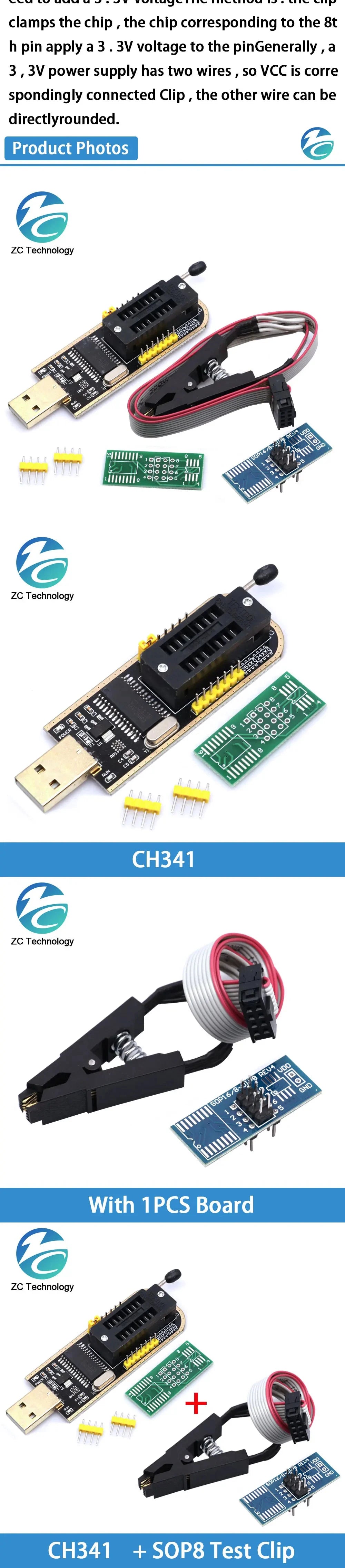 Original CH341 24 25 Series EEPROM Flash BIOS USB Programmer Module + SOIC8 SOP8 Test Clip For EEPROM 93CXX / 25CXX / 24CXX