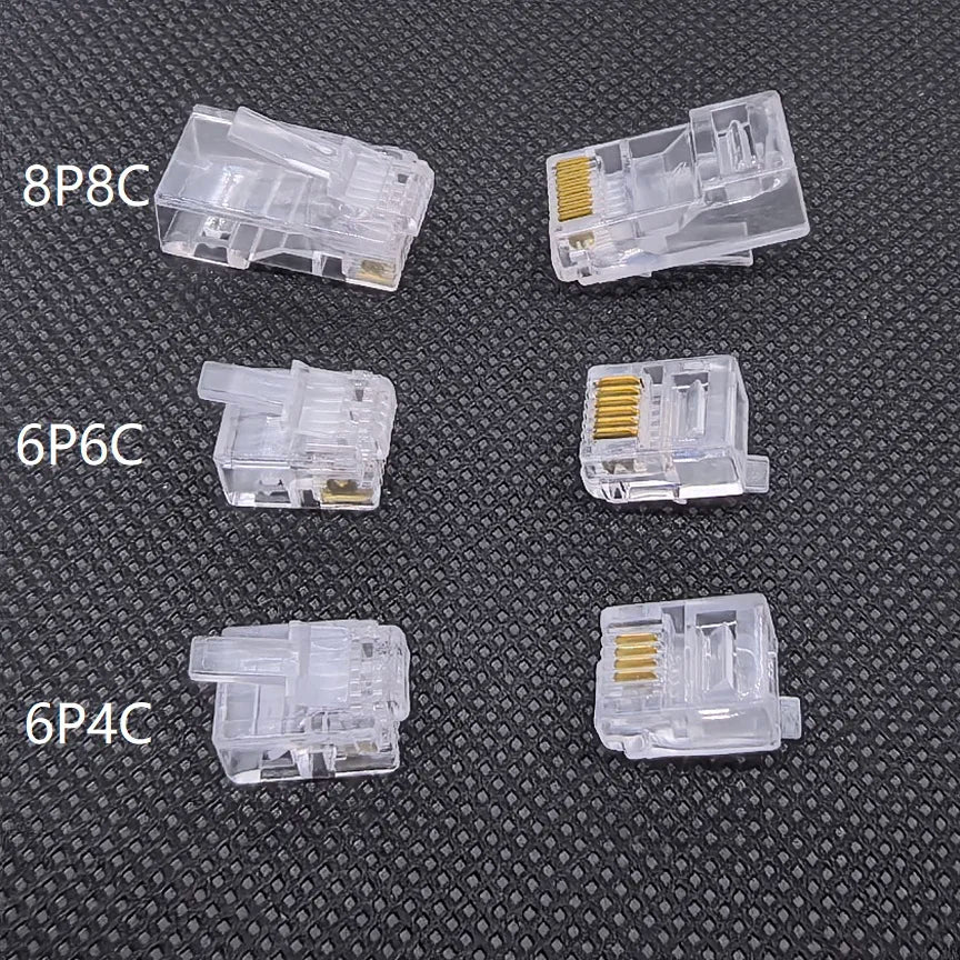 10PCS/LOT Gold-plated RJ12 6P6C 6P4C Plugs RJ45 8P8C Engineering CNC Telephone/Internet Crystal Head Connector