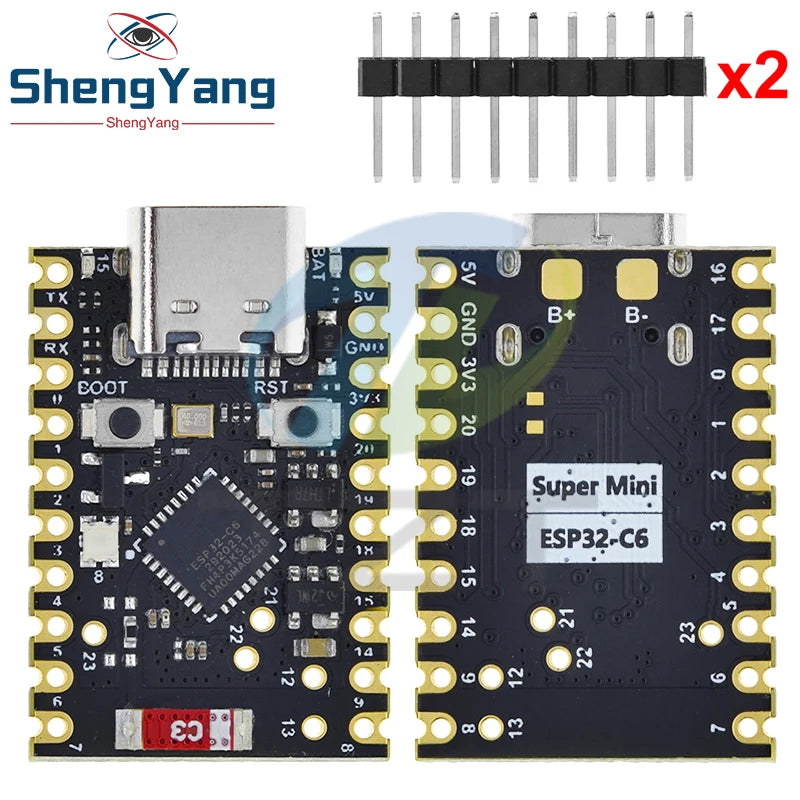 TZT SuperMini ESP32-C6 WiFi+Bluetooth ESP32 Development Board Microcontroller Programming Learning Controller Core Module