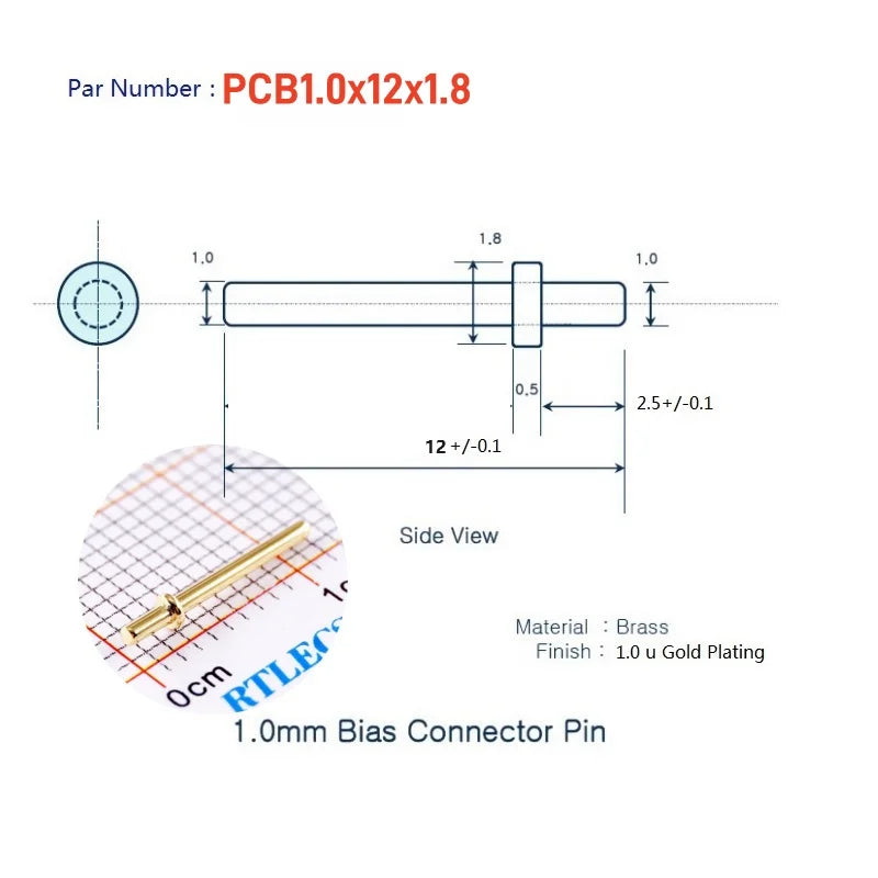 100/2000 Pcs Printed Circuit Board Male PCB Pins Gold Plated Press-Fit Tip Header Diameter 1.0 1.3 MM Brass Bias Connector Solid