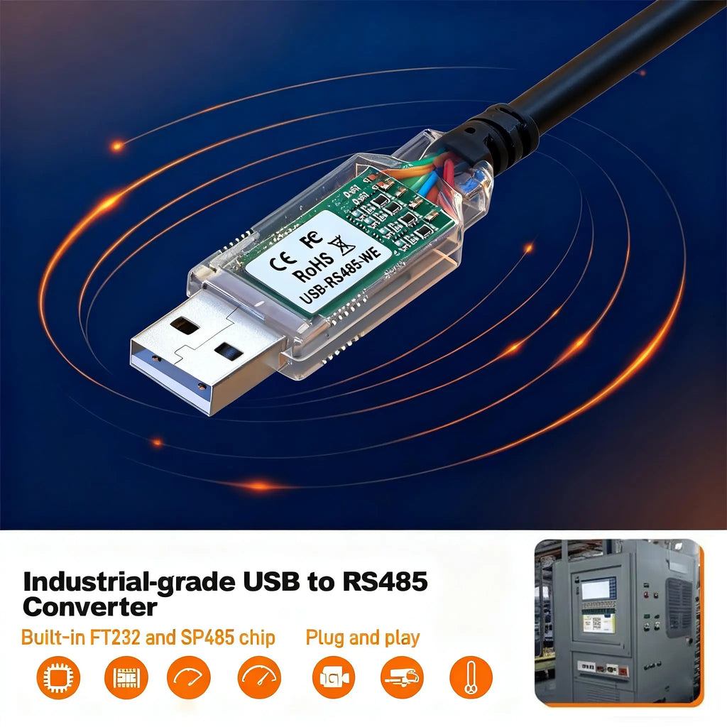 FTDI USB to RS485-WE Serial Cable, RS485-WE-1800-BT UART Serial Converter Cable,USB-RS485-WE Wire End,FT232 Chipset, 6 Way,1.8m