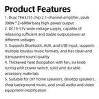 2 1 Channel High Power Subwoofer Amplifier XY DP600H Dual TPA3255 Chip DC 19 51V 10A Bluetooth AUX U Disk Input Cooling Fan