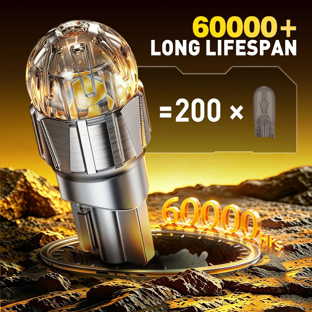 AUXITO 2Pcs Car LED T10 W5W Canbus Reading Dome Lamp Marker Wedge License Plate Light Bulb 168 194 192 LED 12V White Red Amber
