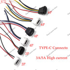 3Pcs Type C Connector Type-C With Card Buckle Female 5A High Current Fast Charging Jack Port USB-C Charger Plug Socket 6pin USB