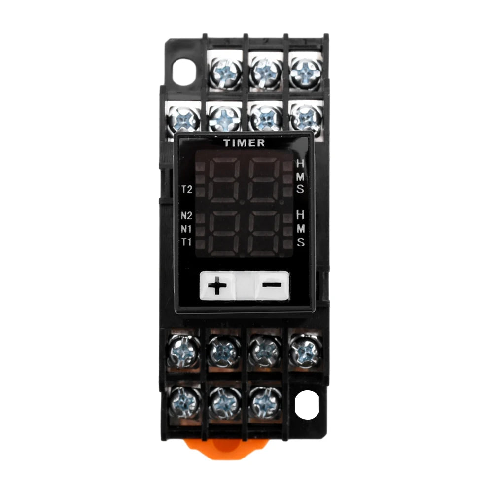H3Y-4 AC 220V DC 12V DC 24V Time Relay Cycle Time Control Delayer power on delay device Digital Display With Base Power Supply