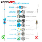 121 Values 1/4 Watt 1% High Precision Metal Film Resistors 1 100 220 330 470 1K 4.7K 10K 15K 20K 22K 33K 47K Ohm 1/4W Resistance