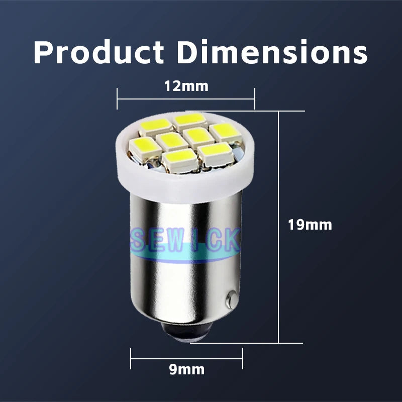 100PCS AC 6.3V BA9S 8SMD 1206 LED AC 6V 6.3V DC 12V For Pinball Machine White Blue Red Green Yellow