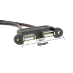 Motherboard 9-Pin to Dual Port USB 2.0 A Female With Ear Screw Hole Panel Data Extension Cable DuPont 2.0/2.54mm 9Pin Terminal