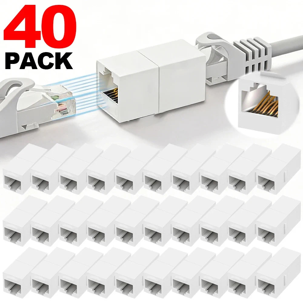 RJ45 Network Ethernet Dual Straight Head Lan Cable Connectors Universal Female To Female Internet Keystone Jack for Cat6 6a CAT5