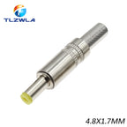 5PCS 5.5X2.5MM 5.5*2.1mm 4.8*1.7mm DC Power Jack Male Plug Metal Connector Adapter With Yellow Head 4.0*1.7 2.5*0.7mm