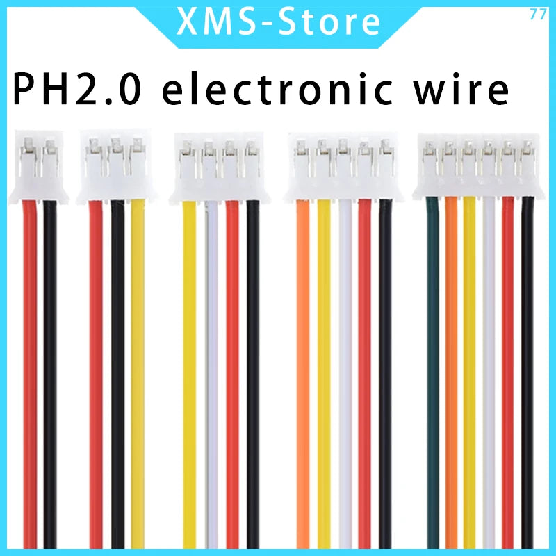 10PCS JST PH2.0 PH 2.0mm Wire Cable Connector 2/3/4/5/6/7/8/9/10/12 Pin 2.0MM Pitch  Plug 10CM/20cm/30CM Wire Length 26AWG