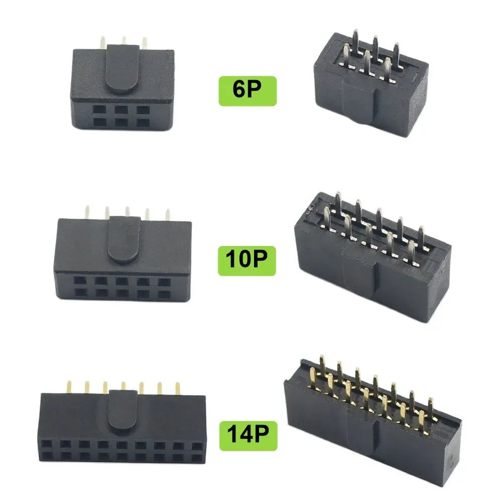 10pcs 2.54mm Pitch Female Header Strip 6/10/14/16/20/26/34/40/50 Pin Dual Straight DIP Polarizing Key Connector 6P 10P 40P 50P