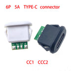 2-10pcs Buckle Female USB Type-C Waterproof Connector 5pin 6pin 5A High Current Fast Charging Socket USB-C Charging Plug