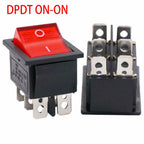 1 Pc Switch DPDT ON-ON Rocker Switch W/RED Neon Lamp KCD2 16A/250VAC For Electrical Products Instrument Mini Boat Rocker Switch