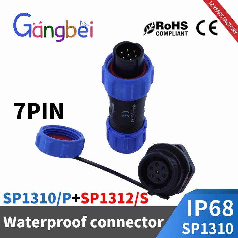 SP13 Waterproof Connector Male Plug & Female Socket Panel Mount Wire Cable Connector Aviation Plug IP68 2/3/4/5/6/7/9 Pin GBDQA