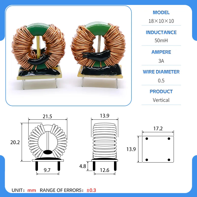 18x10x10 50/80uH 1/2/4/4.7/5/10/20/22/40/45/50mH magnetic ring common mode inductor common mode filter choke