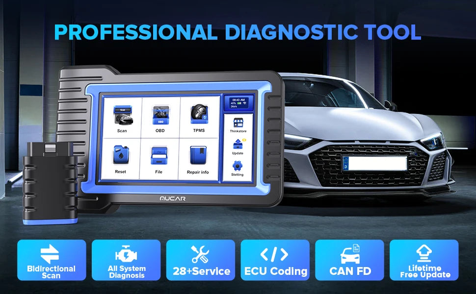MUCAR VO7S CANFD Professional Scan Tool Bi-Directional Control ECU Coding Auto Car Diagnostic Tool Full System OBD2 Scanner