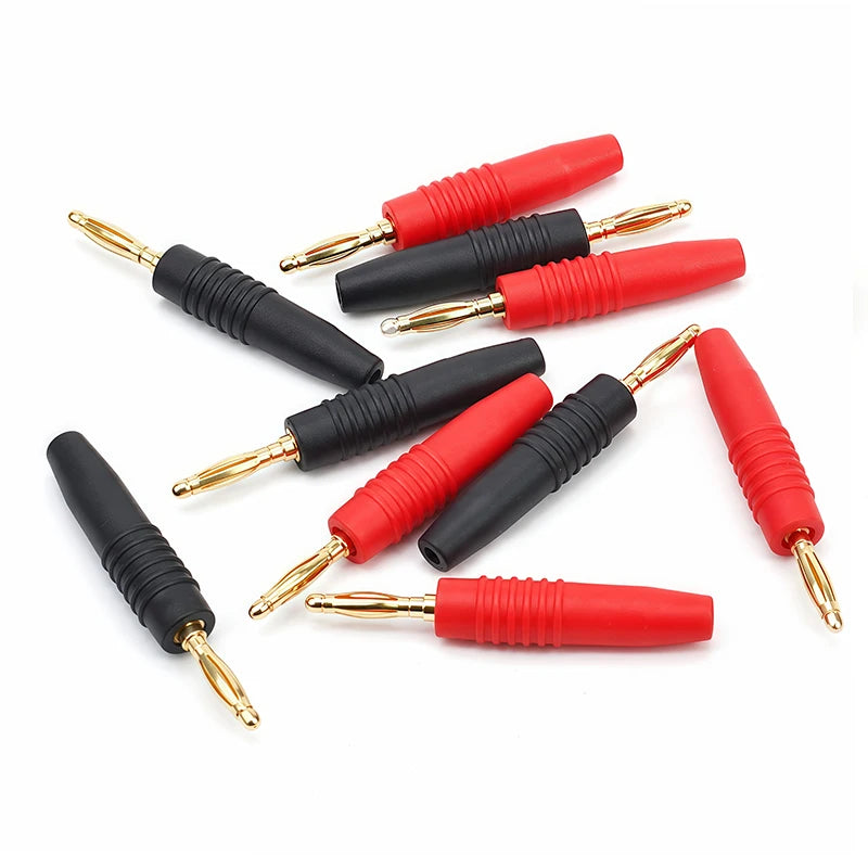 10PCS 2mm Solderless Side Stackable Banana Plugs Red Black Test Lead Connectors for Multimeter Power Supply Lab Equipment DIY