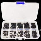 300Pcs M2 Black Phillips Pan Head Self Tapping Screws Assortment Kit, Carbon Steel Round Head Screws Set