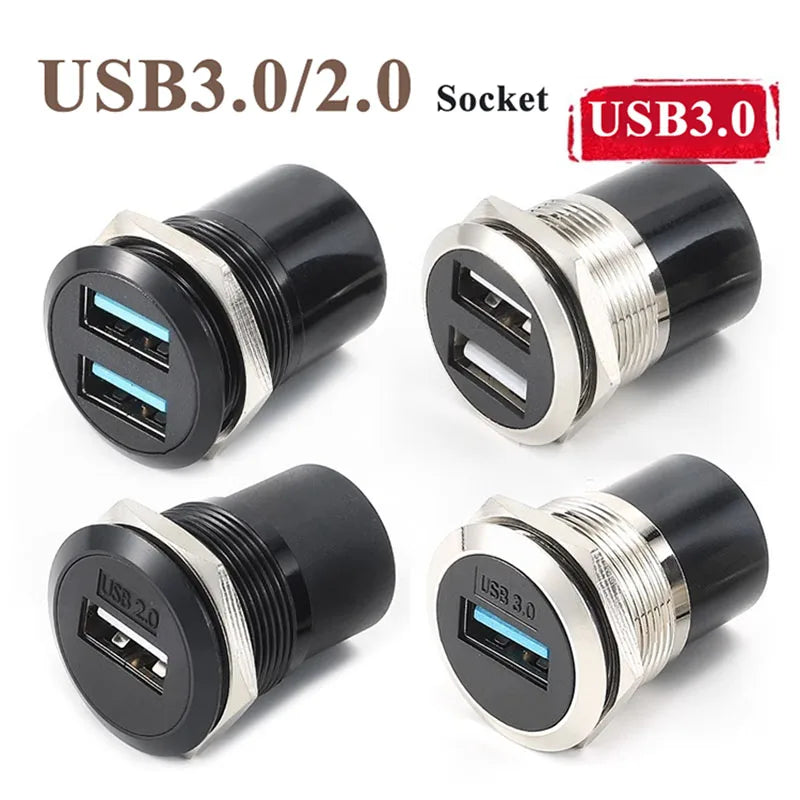 C-type USB3.0 Panel Socket Metal 22mm Circular Dual USB 2.0/3.0 Thread Module Connector USB Interface Type-C HDMI Plug Sockets