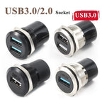 C-type USB3.0 Panel Socket Metal 22mm Circular Dual USB 2.0/3.0 Thread Module Connector USB Interface Type-C HDMI Plug Sockets