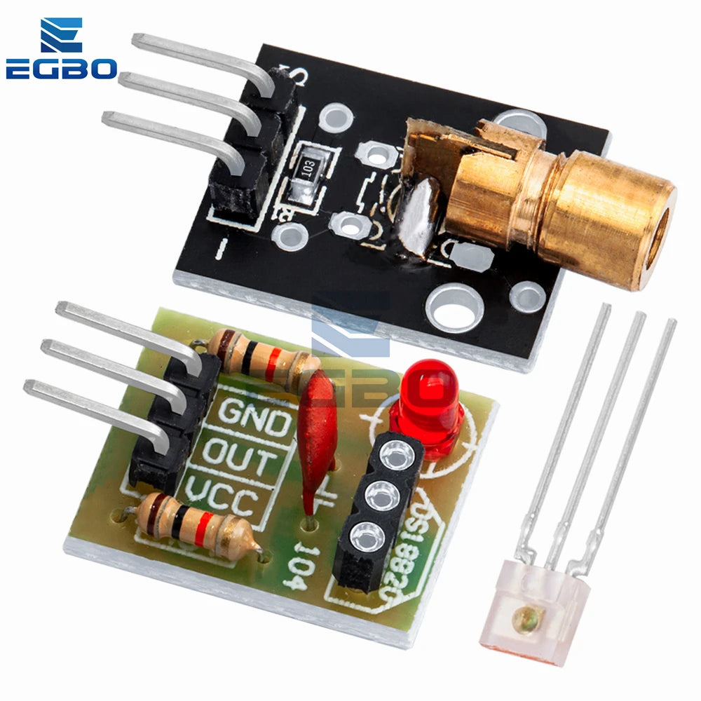1~20PCS EGBO KY-008 650nm Laser Transmitter Module with Laser Sensor Module Non-Modulator Tube Laser Receiver Module Kit