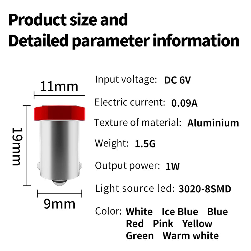 10PCS BA9S 44 47 T11 T4W Bayonet AC 6V 1206 3020 8SMD LED Pinball Machine Light Bulb Lamp  Automobile Bulb