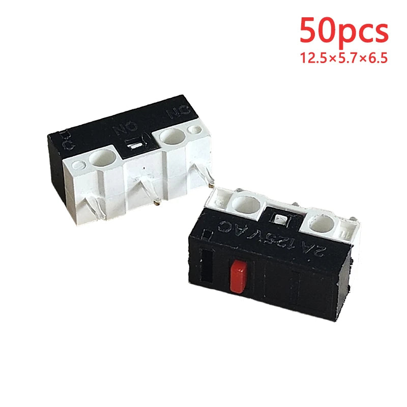 50PCS Small Micro Mouse Switch 12.5*5.7*6.5 Without Handle/Handle Length 8.5mm-15mm C NO NC 3 Pin 2A 125V AC Limit Switches