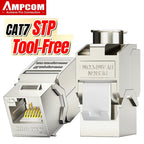 AMPCOM CAT7 RJ45 Keystone Jack, STP Shielded Tool Free Self-Locking CAT8 Cat6a Keystone Zinc Alloy RJ45 Module Coupler Adapter