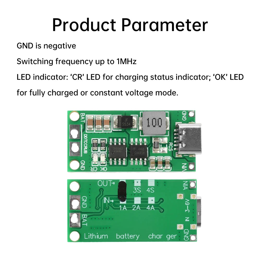 Type-C BMS 2S 3S 4S 1A 2A 4A 18650 Lithium Battery Charger Board Step-up Boost Module Li-Po Polymer Li-Ion Charger 8.4V 12.6V