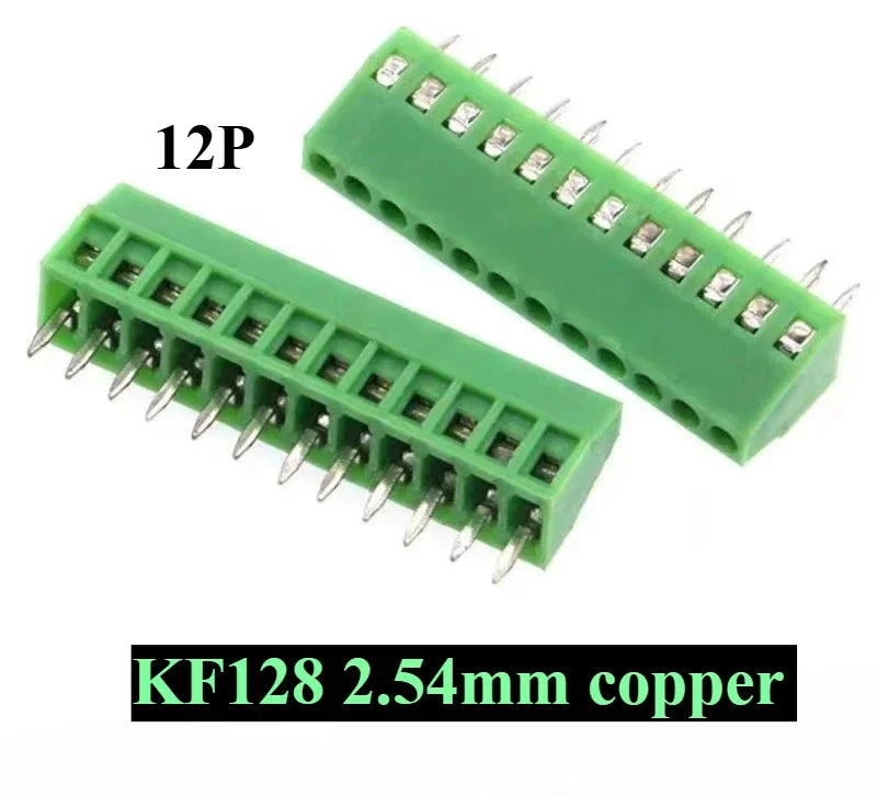 10pcs 2.54MM PCB Universal Screw Terminal Blocks Connector 2/3/4/5/6/7/8/9/10-12 Pin/Poles KF128 Straight Pin Copper
