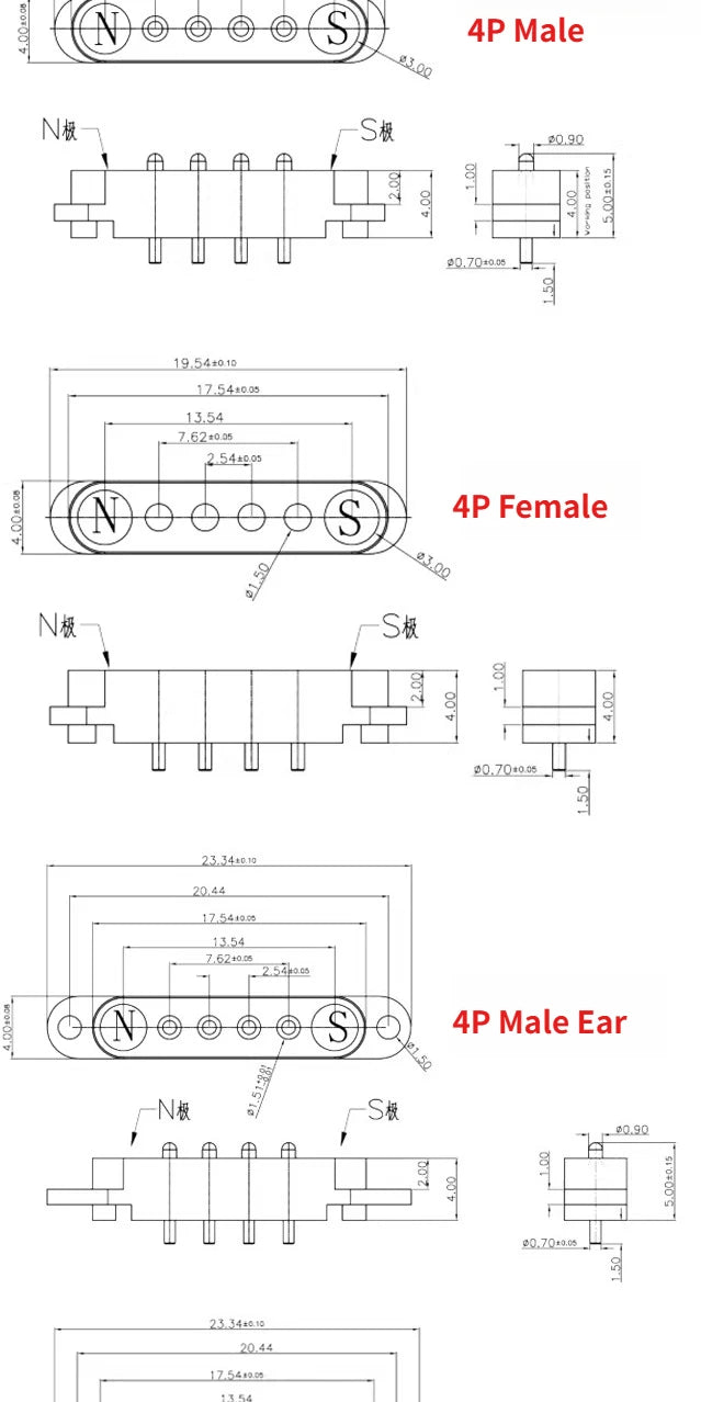 1/5Set 2A DC Magnetic Pogo Pin Connector 2Pin 3Pin 4 5 6 7 8 9 Pin Pogopin Male Female Spacing 2.5/2.80mm Spring Loaded Socket