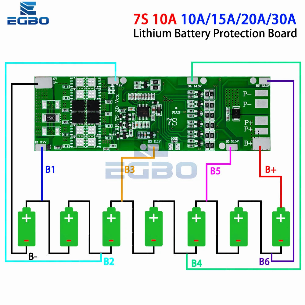 1~5PCS BMS 7S 24V 10A 15A 20A 30A Li-ion 18650 Battery Charge Board With Balance Function Short Circuit / Temperature Protection