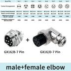 GX16 90 Degree Right Angle 16mm Aviation Connector Elbow M16-2 3 4 5 6 7 8 9 10 Pin  Female Plug Male Chassis Mount Socket