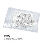 660pcs=33valuesX 20pcs 1% 100% Brand New and High Quality 1206 0603 0402 0805 0201 SMD Resistor Sample Assorted Kit
