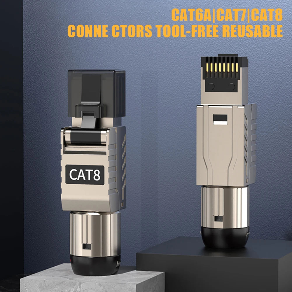RJ45 Cat8 Cat7 Cat6A Connectors RJ45 Metal Tool Free Easy Termination Plug 2000MHz 40G LAN Cable 22AWG - 24AWG