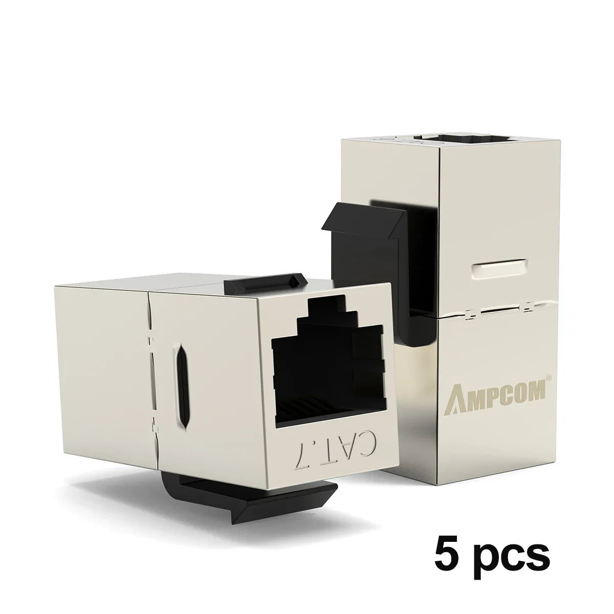 AMPCOM CAT7 RJ45 Inline Coupler Keystone Jack, 10Gbps Shielded Female to Female Straight-Through Ethernet STP Insert