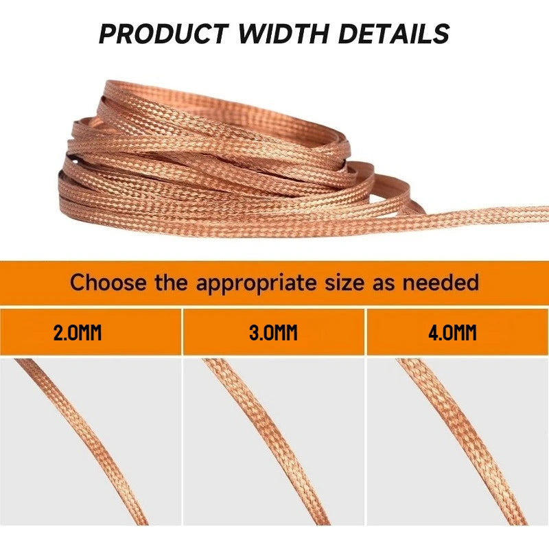 Welding Wires Desoldering Braid Solder Remover Wick Wire Repair Tool High Conductivity Flexible Copper Braided Wire Solder