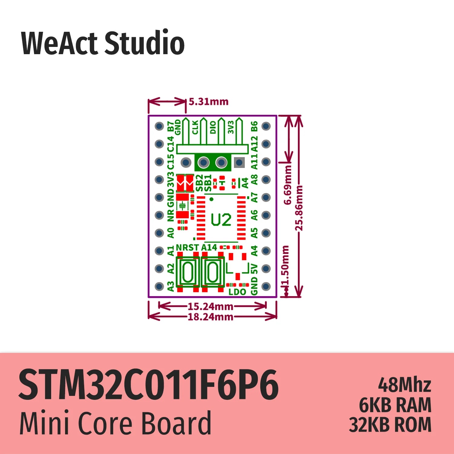 WeAct STM32C011F6P6 STM32C011 STM32C0 STM32 Core Board Demo Board
