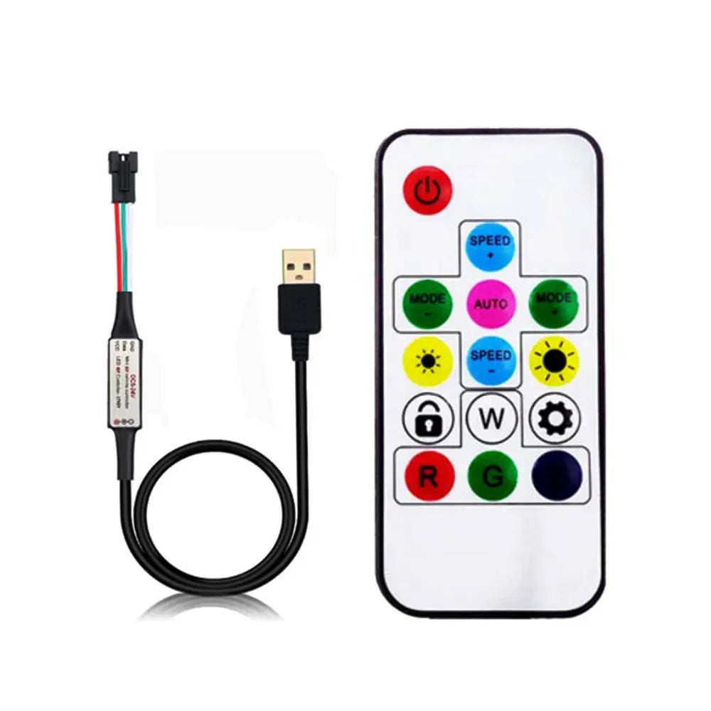 WS2811 WS2812B WS2813 WS2815 LED Pixels Strip Light Controller 3/4PIN USB/DC RF 14/17/21Keys LED Tape Remote Controller DC5-24V