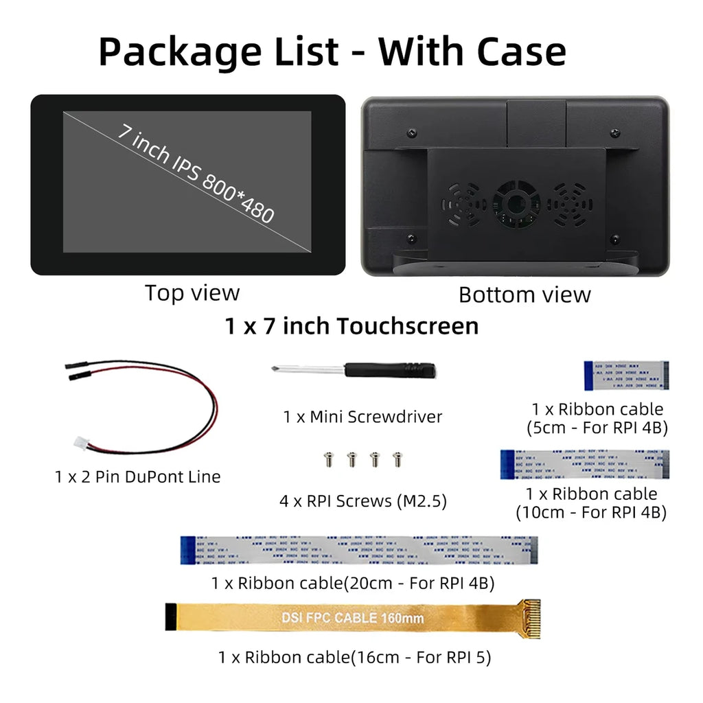 7 Inch DSI Touch Screen for Raspberry Pi 5 4B 3B+ 3B IPS Display 800*480 LCD MIPI CSI Cable With Standard Monitor for RPI 5 Pi5