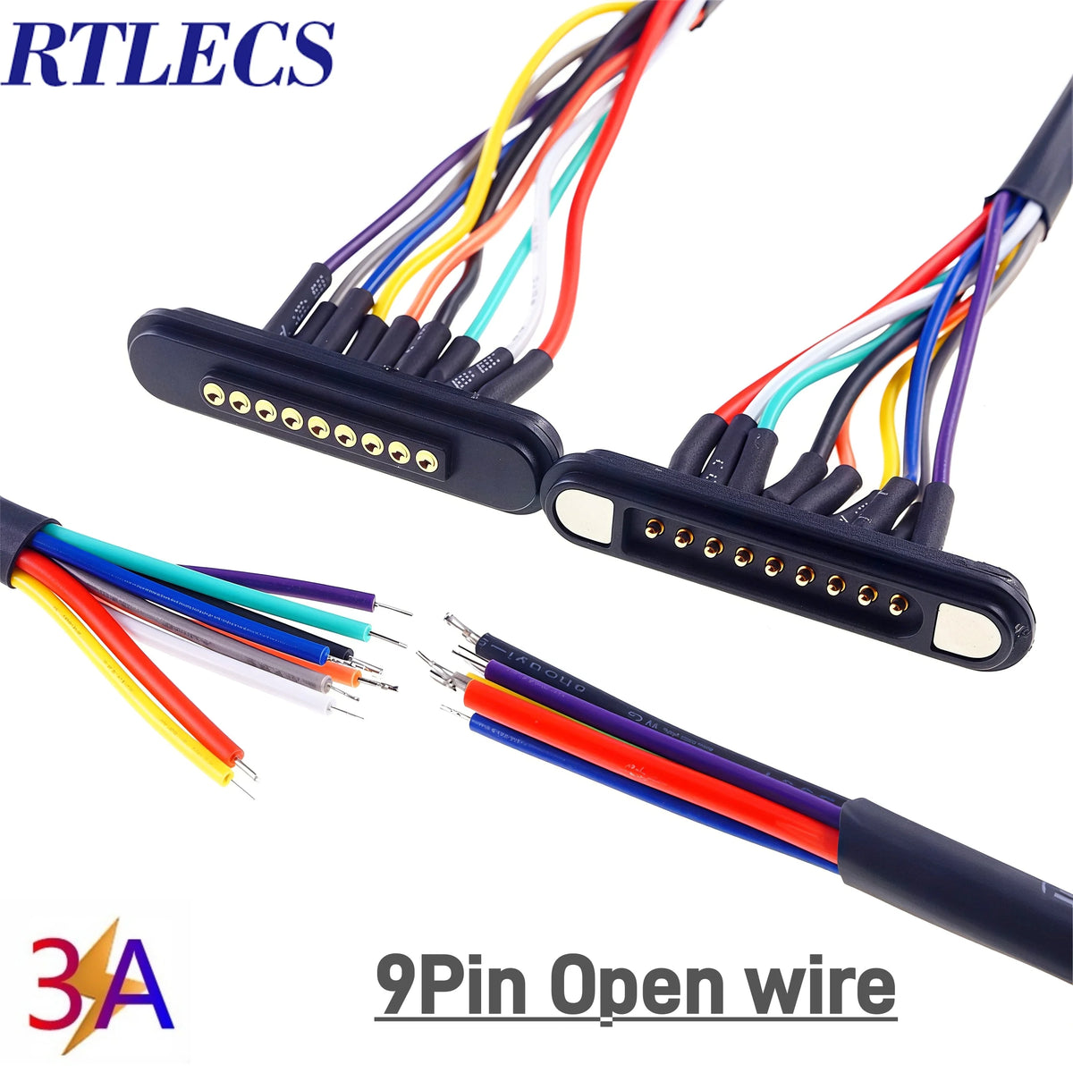 3A Magnetic Spring Loaded Pogo Pin Connector 24VDC LED Snap-on JST SM JR Servo Extended Cable 5/6/7/8/9 Pin Male Female Blind