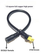 1.5 Square Ultra-soft XT60 Plug Male Female Connector to DC 5525/DC5521 Power Cable for Fly FPV Multirotor Field Repairs Apply
