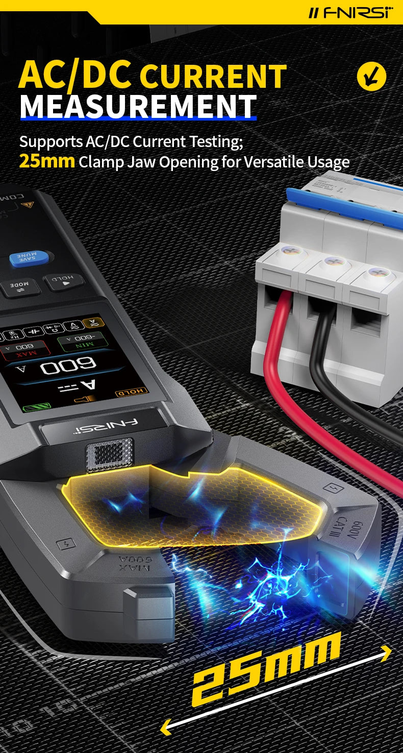 FNIRSI DMC-100 Clamp Meter 10000 Counts TRMS AC/DC Current Amperemeter Clamp 600A Digital Multimeter USB Charge Electrician Tool
