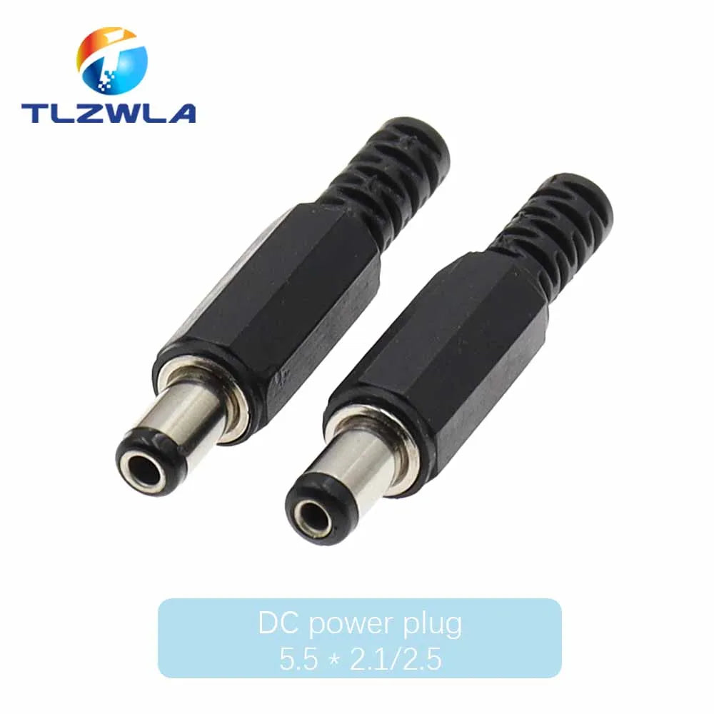 10PCS 24V 12V 3A Plastic Male Plugs + Female Socket Panel Mount Jack 5.5x2.1mm DC Power Connector Electrical Supplies 5.5*2.5